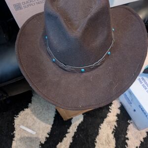 Brown Western Hat with Blue Accents
